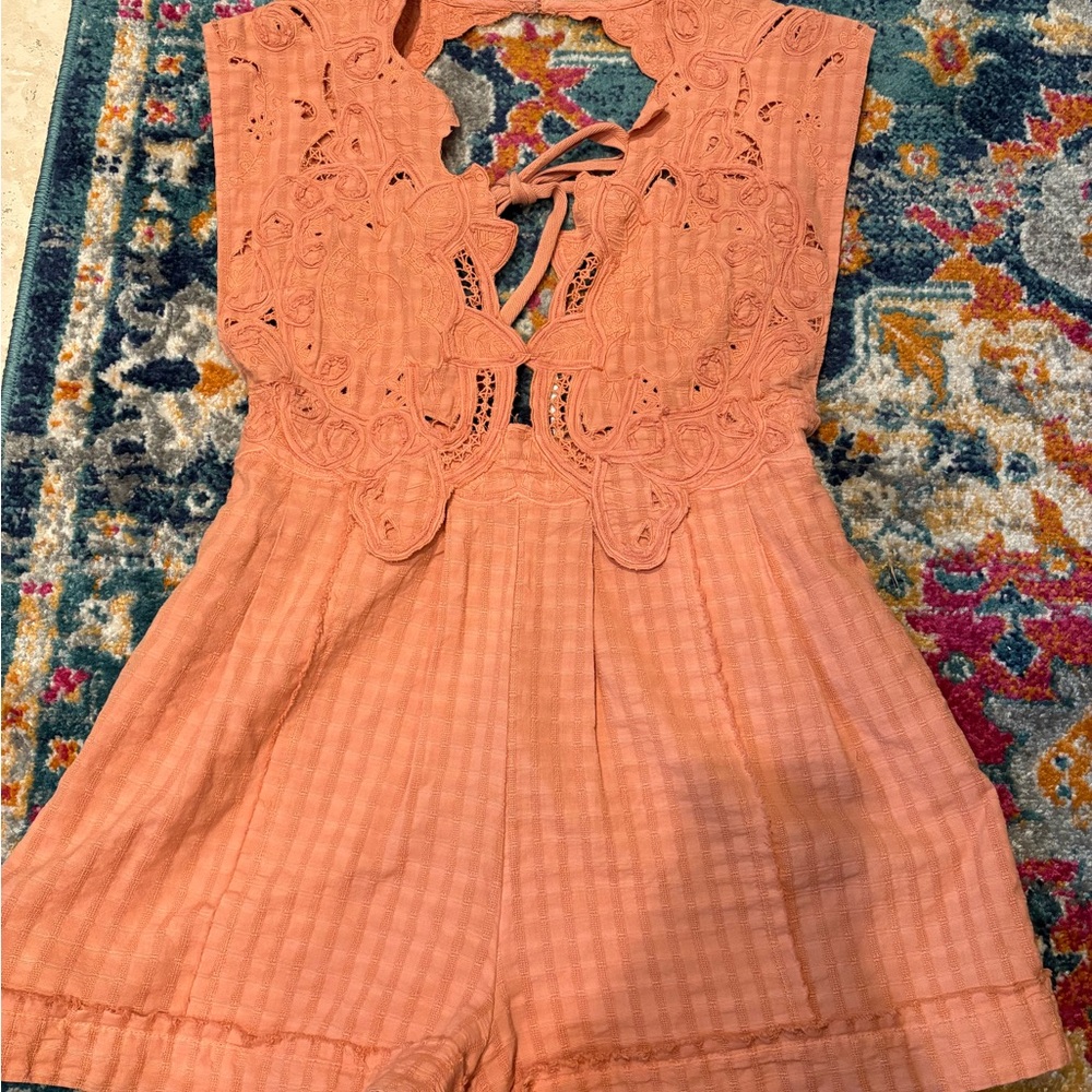 Peach Lace Romper